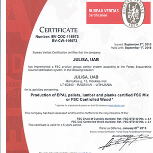 FSC certificate
